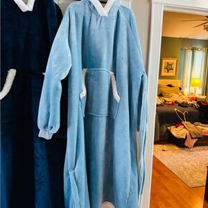 Cozy Blue Hooded Blanket Robe